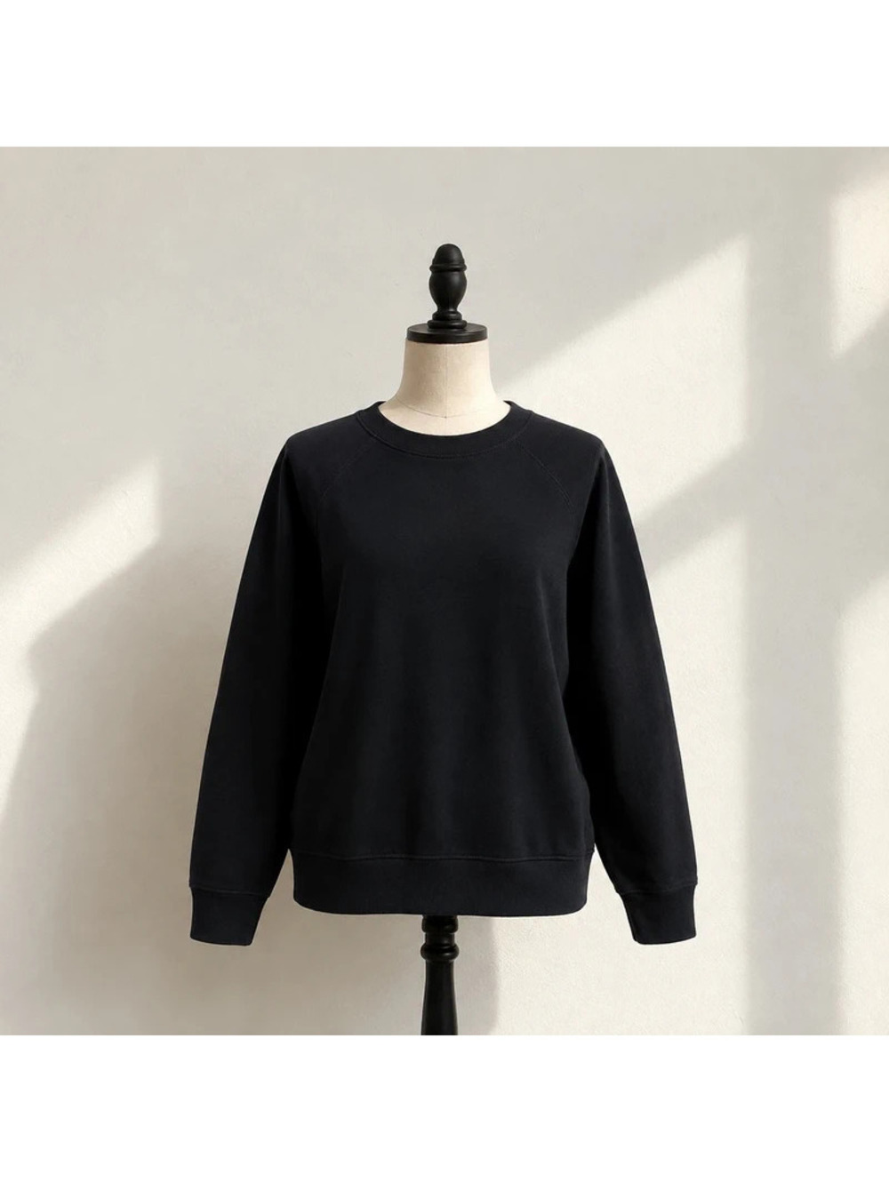 H&M Black Crewneck Sweatshirt Size L Minimalist Cotton Blend Pullover